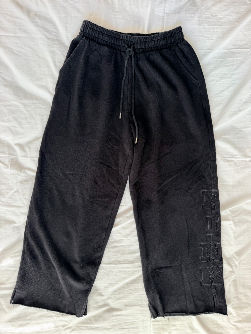 PINK by Victoria's Secret Black Fleece Wide Leg Sweats